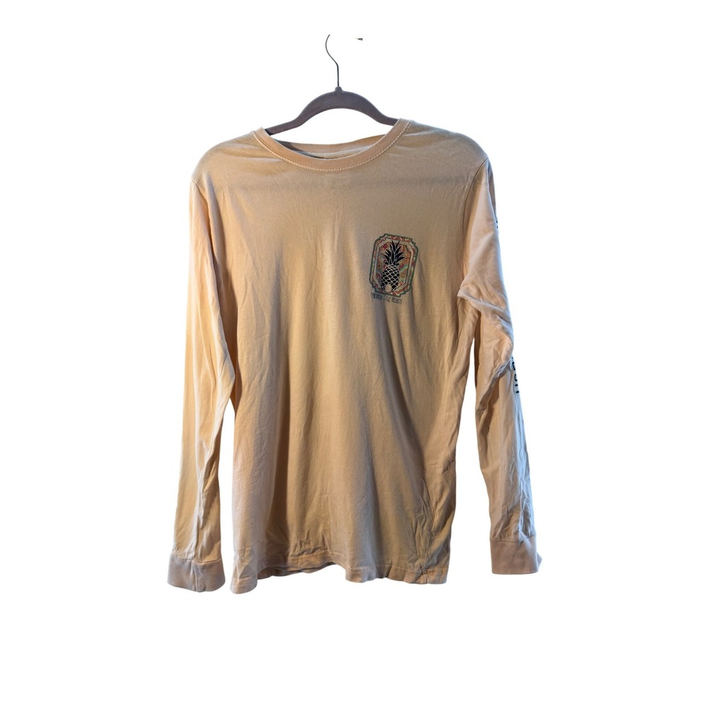 US Vintage Panama City Beach Graphic‎ Long Sleeve T Shirt Peach Size S